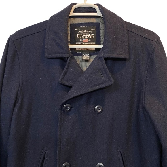 Vintage Steve & Barry THE WOOLLY MAMMOTH Size L  Elegant Men's Dark Blue Peacoat - Picture 3 of 10